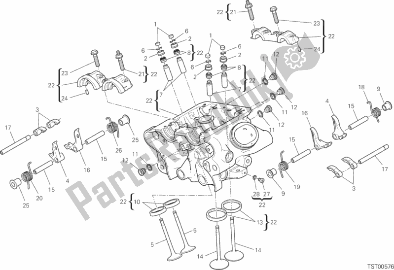 All parts for the Vertical Head of the Ducati Diavel Xdiavel Brasil 1260 2018